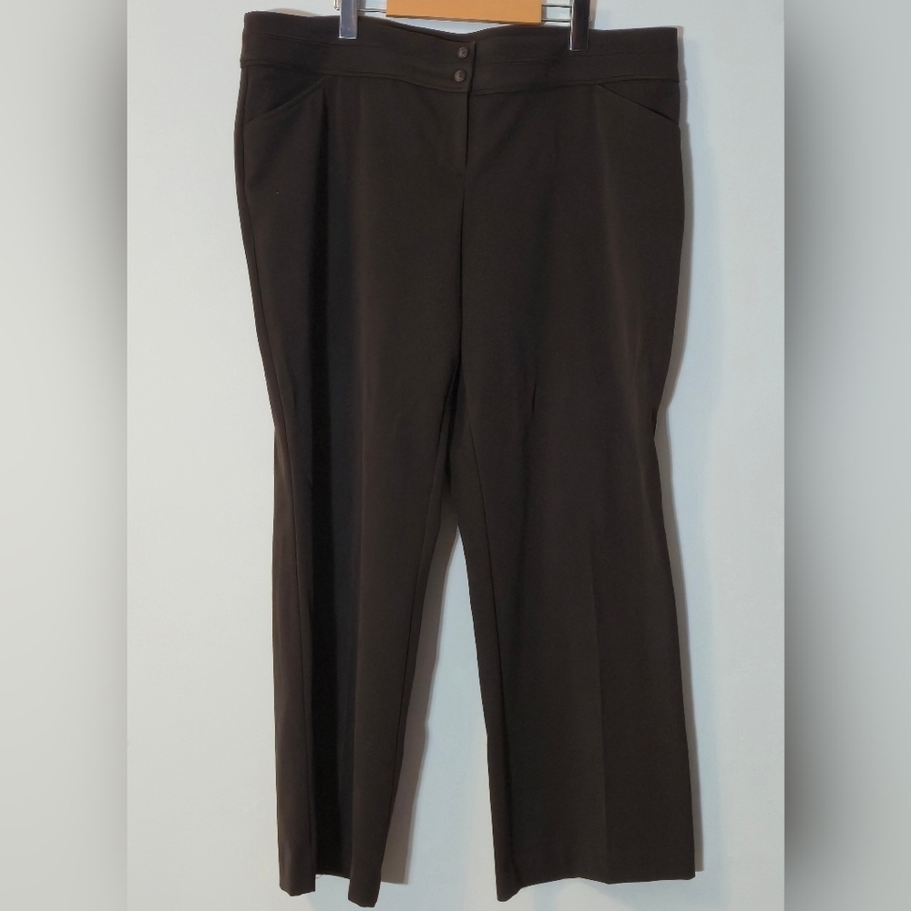 MXM Size 16 Espresso Brown Textured High Waisted Wide Leg Career Tailored Pants